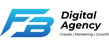 FB Digital Agency logo: a blue FB monogram next to the words Digital Agency in black italic letters, with the line Create | Marketing | Growth underneath